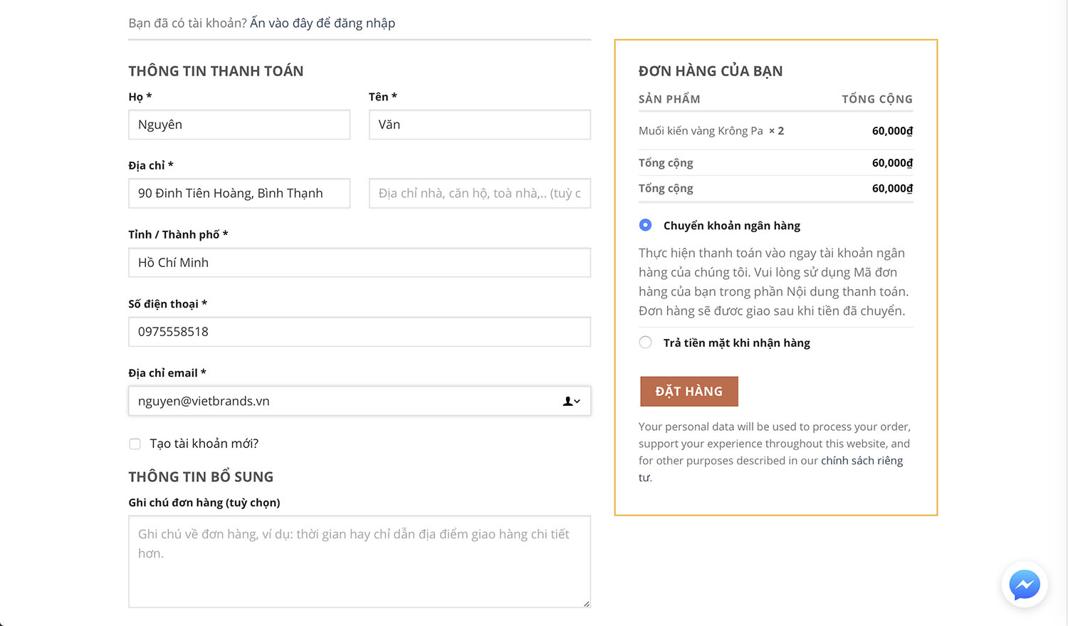hướng dẫn đặt hàng bò một nắng